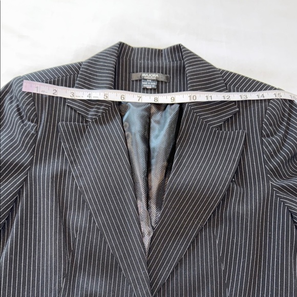 Majora Collection Blazer Black White pinstripe Classic Tailoring Women's Sz 9/10 - Picture 8 of 11